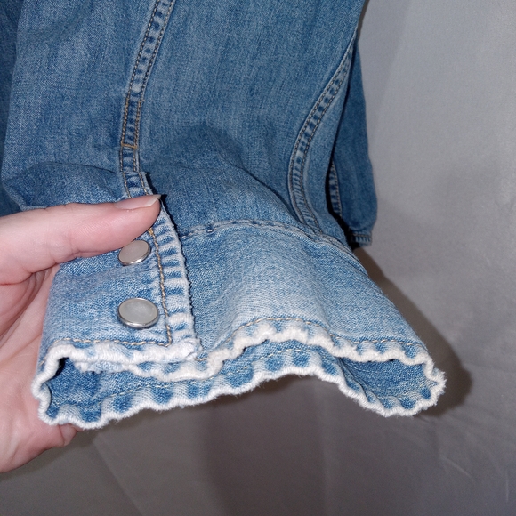 Levi's Denim Pearl Snap Shirt Men XL Lightwash Vintage Y2K Grunge Cowboy Western - Picture 5 of 14